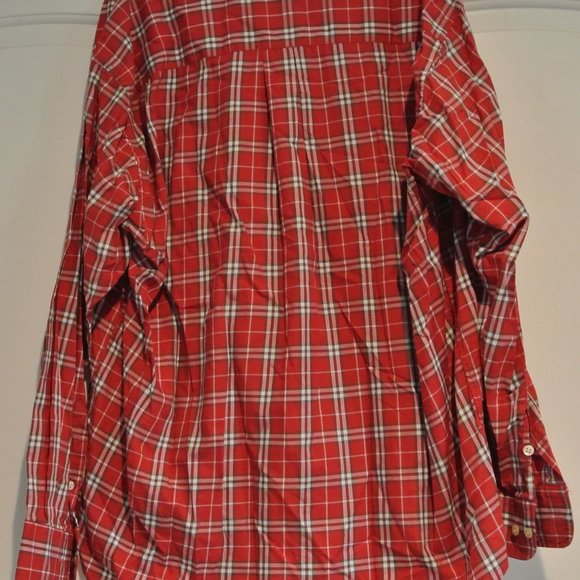 Men's Burberry Nova Check plaid long sleeve button down shirt XL - Red - Picture 3 of 4